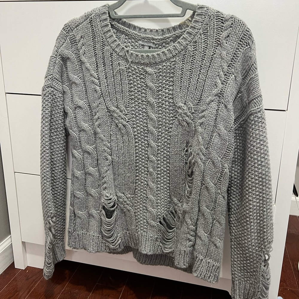 Gray Sweater With Rips Size M